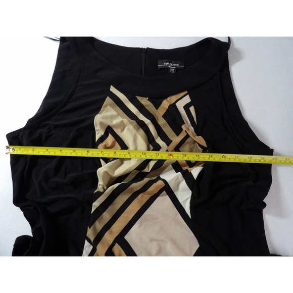 R& M Richards Dress 14W Black Maxi Sleeveless Geometric Beachy Boho Summer Vacay - Picture 8 of 13